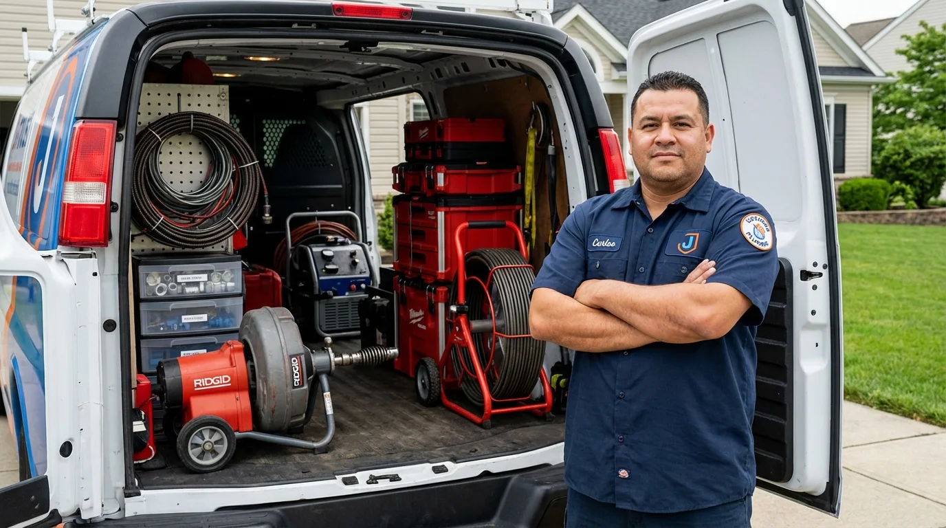 Professional drain cleaning equipment and Johns Plumbing LLC plumber in Barling