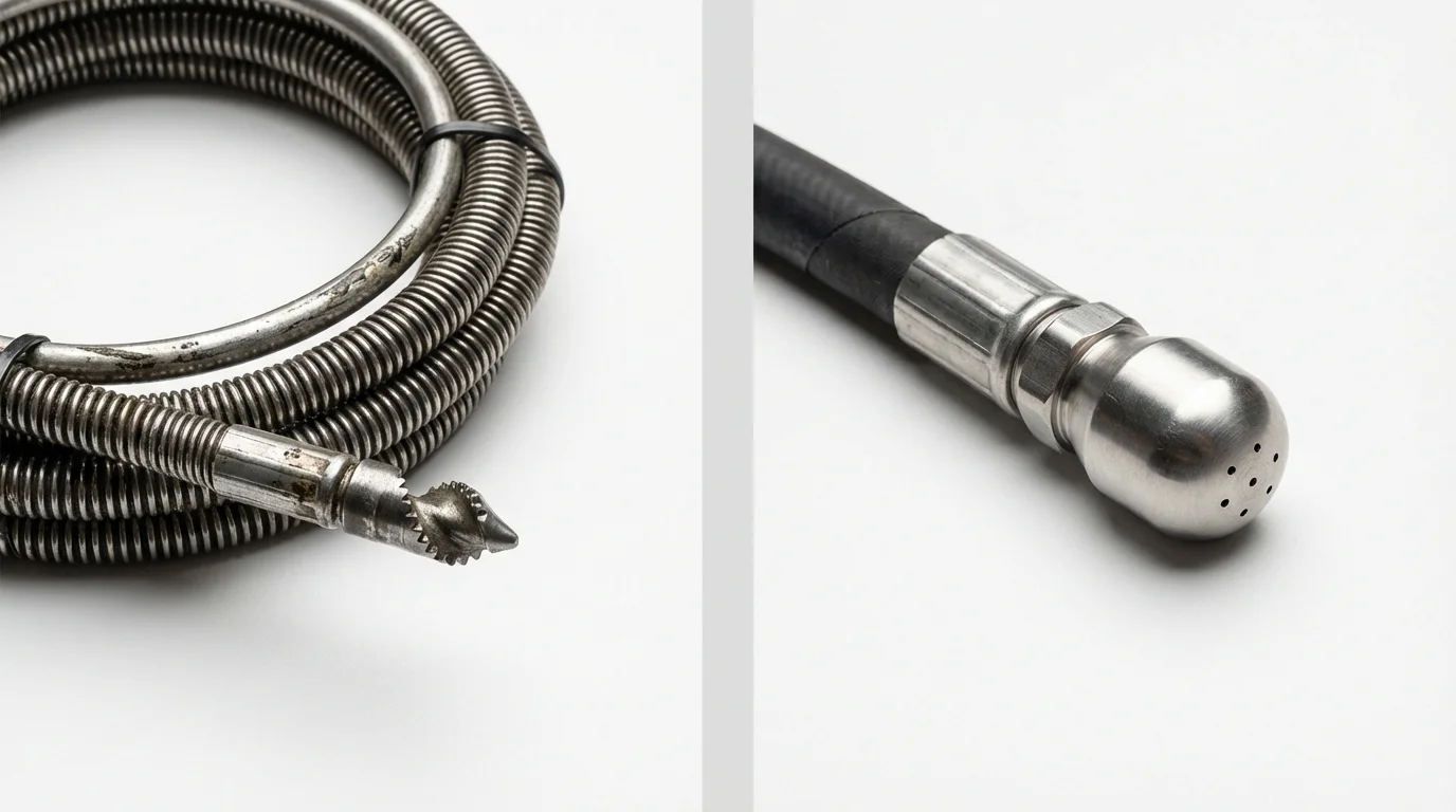 Drain snake cable and hydro jetting nozzle used for drain cleaning in Barling, AR