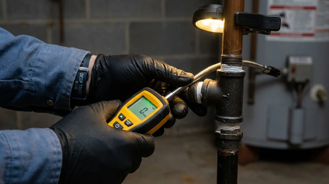 Gas leak detection with electronic sniffer by Johns Plumbing LLC in Barling