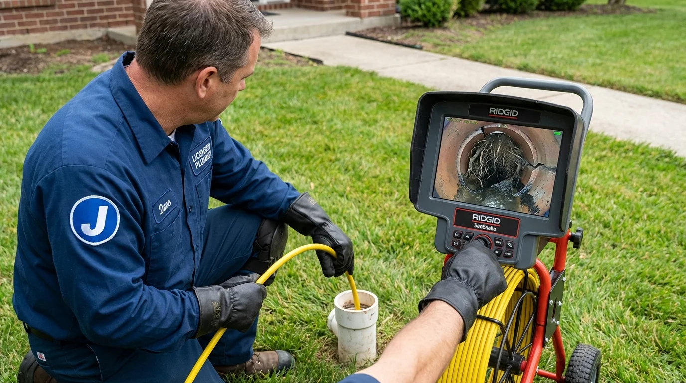 Sewer camera inspection being performed by Johns Plumbing LLC in Barling
